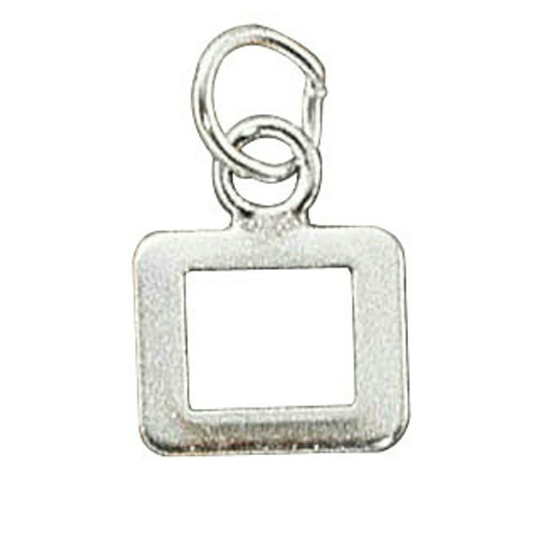 Sterling Silver Womens 1mm Box Chain Lined Letter M Pendant Necklace 